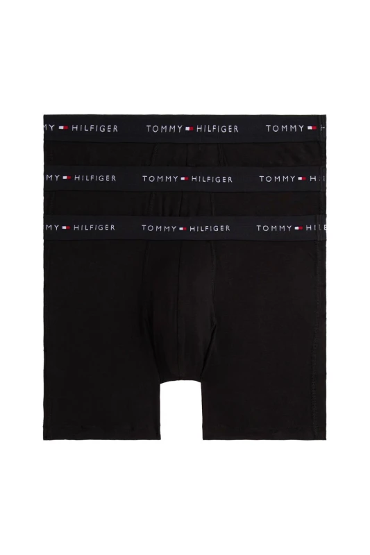 Image of Tommy Hilfiger Mens Signature 3 Pack Boxer Brief Black Size: Large Black Male L