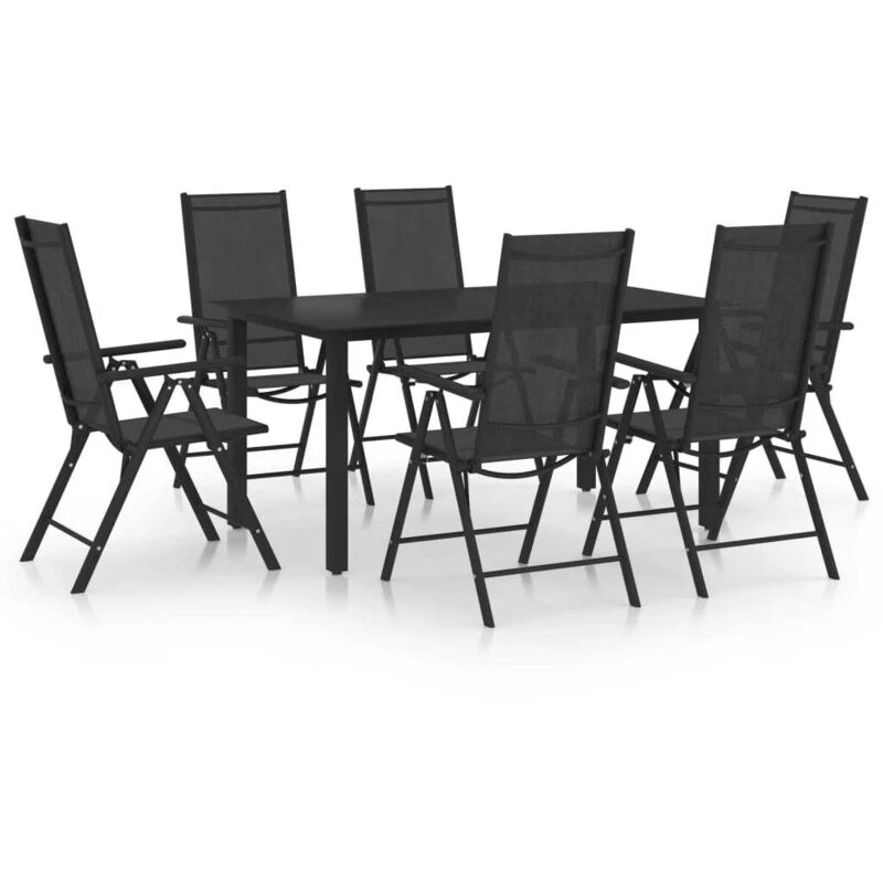 Image of VIDAXL 7 Piece Garden Dining Set Aluminium Black Vidaxl 8720286406908
