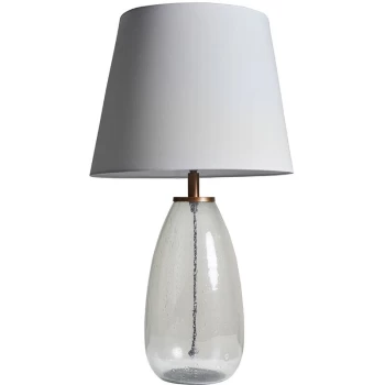 Image of Wooden & Seeded Glass Table Lamp With Light Shade - White - No Bulb