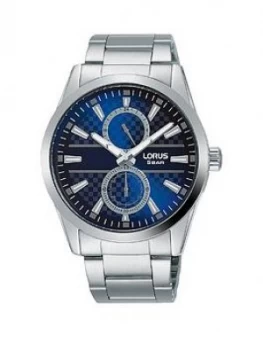 Image of Lorus Lorus Blue And Silver Detail Multi Dial Stainless Steel Bracelet Mens Watch