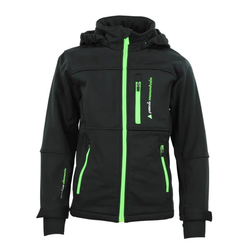 Image of Peak Mountain Children's softshell jacket Peak Mountain Ecanne Noir Male 6 ans ECANNE/3-8/WH/1/NOIR-ANIS