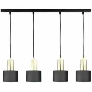 Image of Keter Luce Bar Pendant Ceiling Light Black, Gold, 100cm, 4x E27
