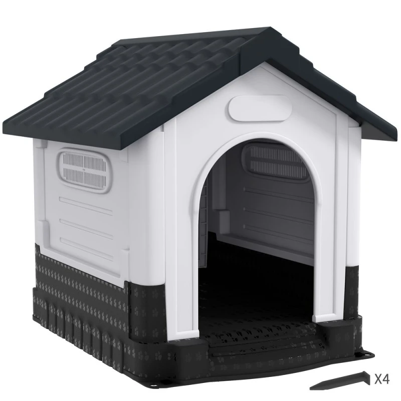 Image of PawHut Dog Kennel for Outside, for m and l Dogs, 101 x 88 x 99cm Grey - Pawhut 5056725513894