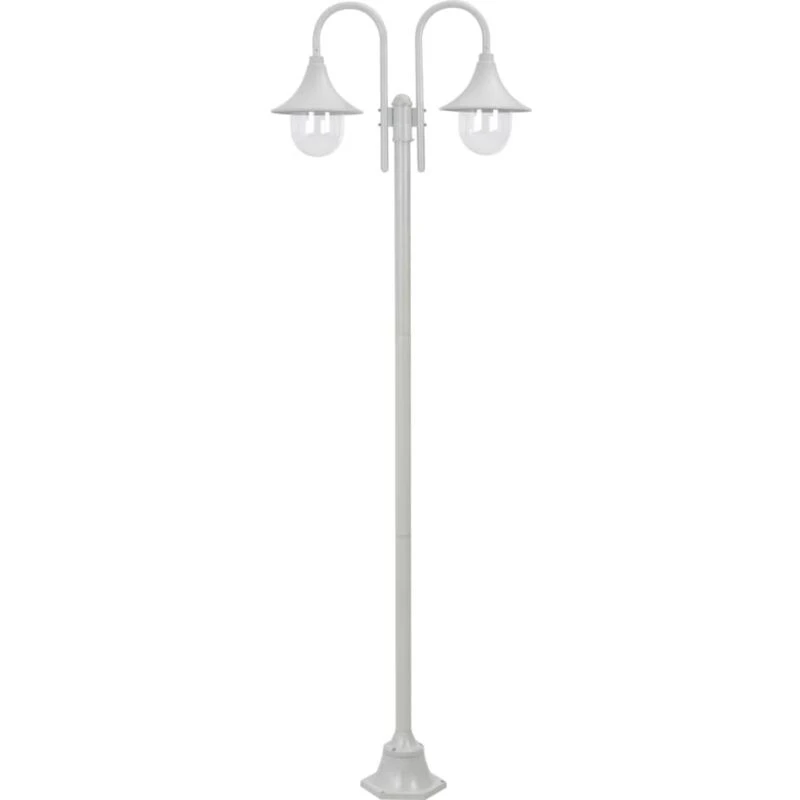 Image of VIDAXL Garden Post Light E27 220cm Aluminium 2-Lantern White Vidaxl 44208