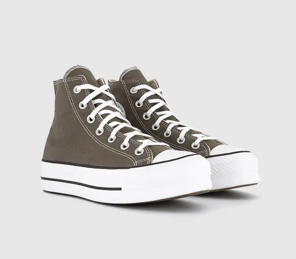 Image of Converse Womens All Star Lift Hi Trainers Charcoal White Black, 7