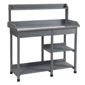 Image of Outsunny Garden Potting Table Workstation W/ Metal Tabletop Drawer Shelves