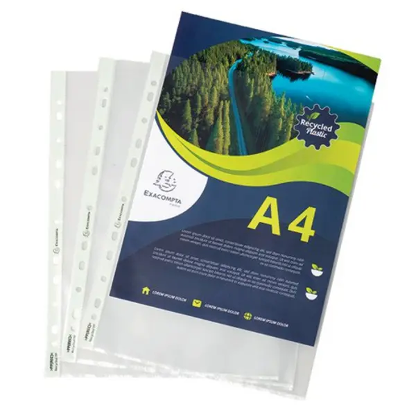 Image of Exacompta Exacompta OPAK Recycled Punched Pockets 60 micron A4 (Pack 100) 5320E 5320E