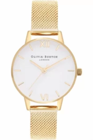 Image of Ladies Olivia Burton White Dial Mesh Watch OB16MDW35