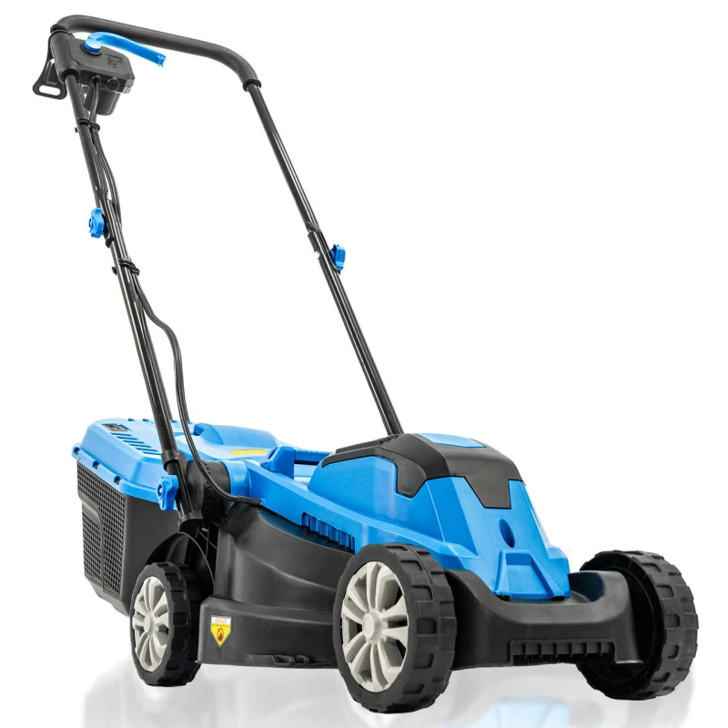 Image of Hyundai 33cm 1300W Electric Lawn Mower, 11m Detachable Power Cable, 3 Heights & 30L Collection Bag