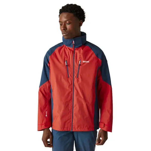 Image of Regatta Mens Calderdale V Full Zip Waterproof Jacket S - Chest 37-38' (94-96.5cm) Danger Red/Moonlight Denim RMW403-PWE-S