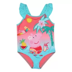 Image of Peppa Pig Baby Girls Tropical Island One Piece Swimsuit (18-24 Months) (Pale Turquoise)