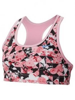 Image of Nike Older Girls Swoosh Printed Reversible Bra - Pink Size M 10-12 Years, Women