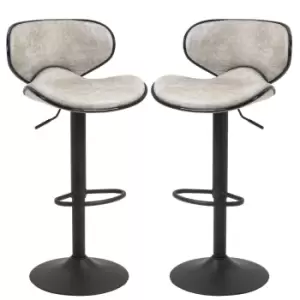 Image of Homcom Set Of 2 Bar Stools Microfibre Cloth Adjustable Height Light Brown