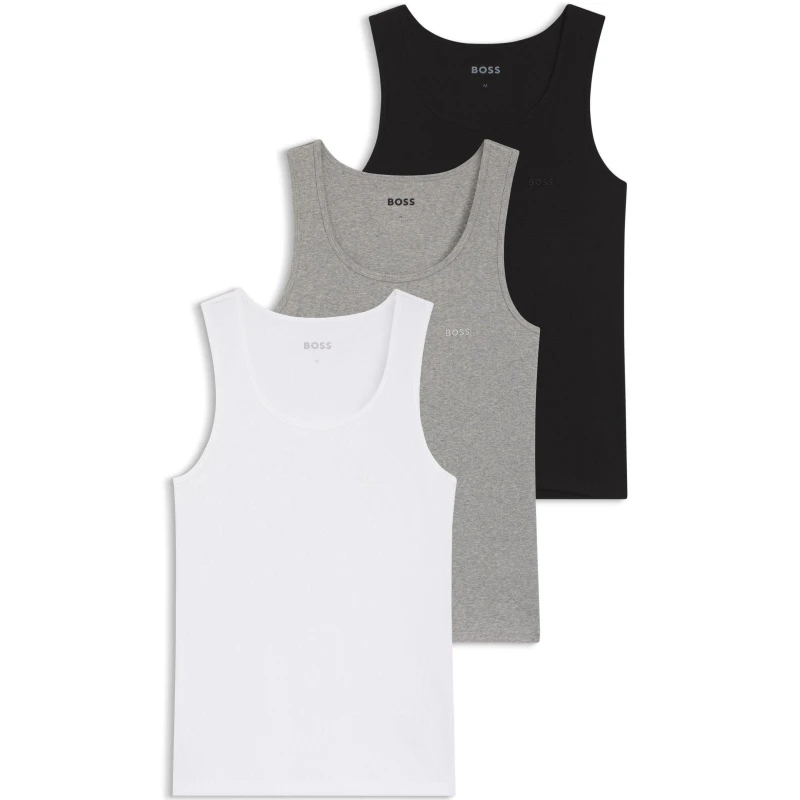 Image of Boss Tanktop3p Ribclassic 10271762 Wht/Gry/Blk male 2XL