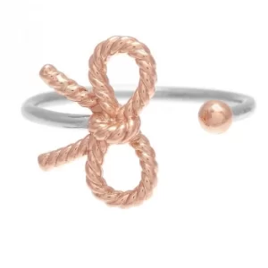 Image of Ladies Olivia Burton Two-Tone Steel and Rose Plate Vintage Bow Ring