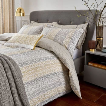 Image of Bedeck of Belfast Grey Cotton Sateen 180 Thread Count Satara' Duvet Cover - double