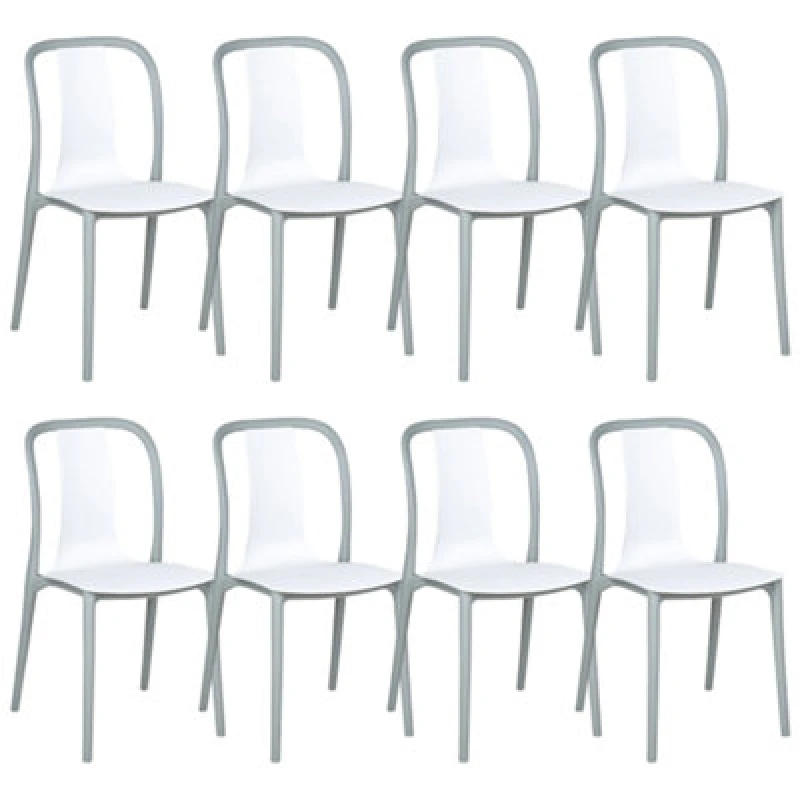 Image of Beliani Set Of 8 Garden Chairs Spezia White