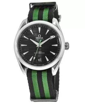 Image of Omega Seamaster Aqua Terra 150m Master Co-Axial Golf Edition Black And Green Nato Strap Mens Watch 220.12.41.21.01.002 220.12.41.21.01.002