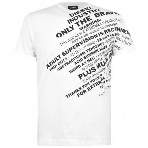 Image of Diesel Large Text T Shirt - White 100
