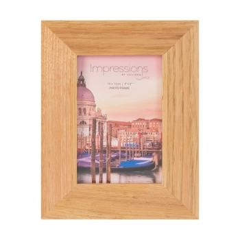 Image of 4" x 6" - Wooden Photo Frame - Flat Edge Oak Finish