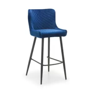 Image of Julian Bowen Luxe Velvet Bar Stool Blue