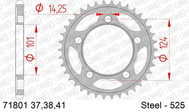 Image of AFAM Steel Standard Rear Sprocket 71801 - 525