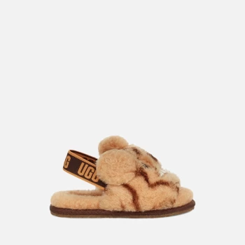 Image of UGG Toddlers Fluff Yeah Slide Tiger Stuffie Slippers - Daisy/Dark Earth - UK 10 Kids