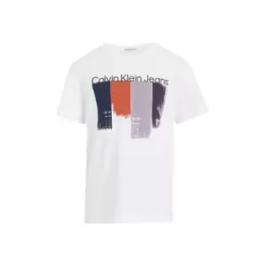 Image of Calvin Klein Jeans Placed Brushstrokes T-Shirt - White
