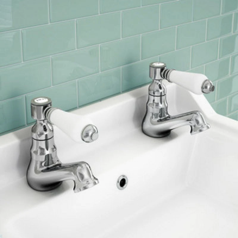 Image of Nes Home Imperior Traditional Bathroom Hot & Cold Twin Basin Taps