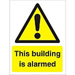 Image of Warning Sign Building Alarmed Plastic 40 x 30 cm