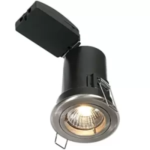 Image of Fixed FIRE RATED GU10 Lamp Ceiling Down Light Nickel PUSH FIT FAST FIX Spotlight