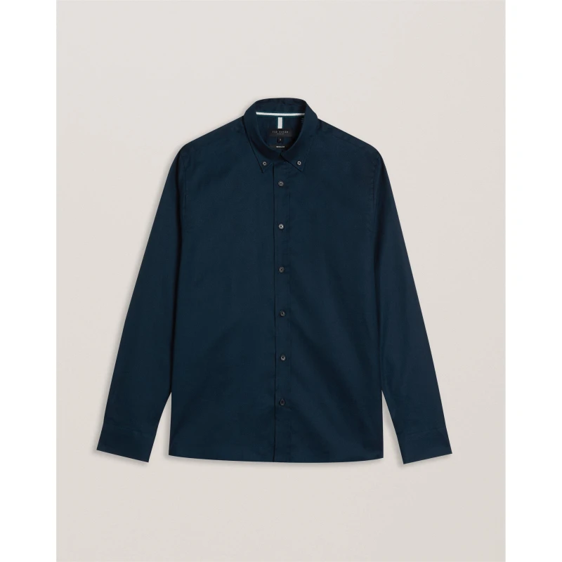 Image of Ted Baker Mens Allardo Premium Long-Sleeve Oxford Shirt Navy male L (4)