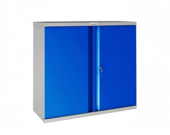 Image of SCL Series SCL0891GBK 2 Door 1 Shelf Steel Storage Cupboard Grey Body & Blue Doors with Key Lock