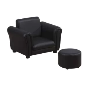 Image of HOMCOM Children Armchair W/Footstool-Black