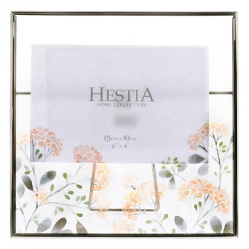 Image of 6" x 4" - Silver Plated Floral Print Glass Photo Frame