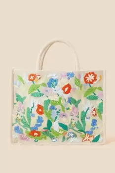 Image of Floral Embroidered Handheld Bag