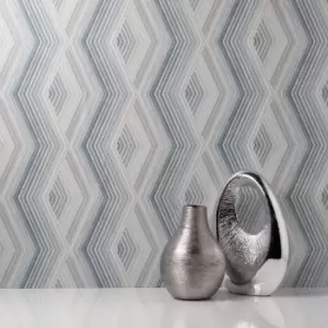 Image of Aura Blue Geometric Wallpaper Blue