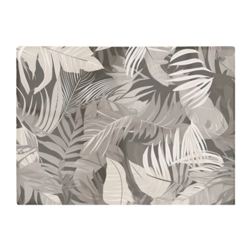 Image of Warren Reed Designer Grey Brown Tropical Leaves Glass Chopping Board