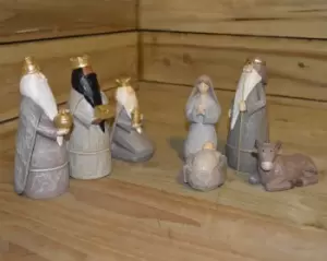 Image of Luxury Christmas Nativity Ceramic Set Of 7 Figures