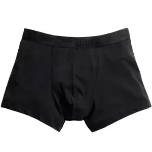 Image of Fruit Of The Loom Mens Classic Shorty Cotton Rich Boxer Shorts (Pack Of 2) (XL) (Black)