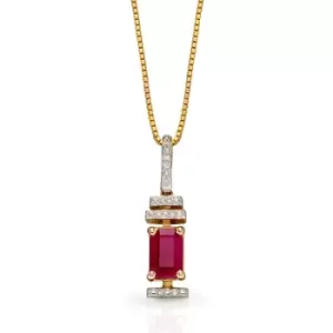 Image of JG Signature 9ct Gold Ruby & Diamond Deco Baguette Necklace