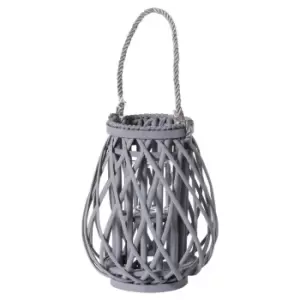 Image of Small Grey Wicker Bulbous Lantern
