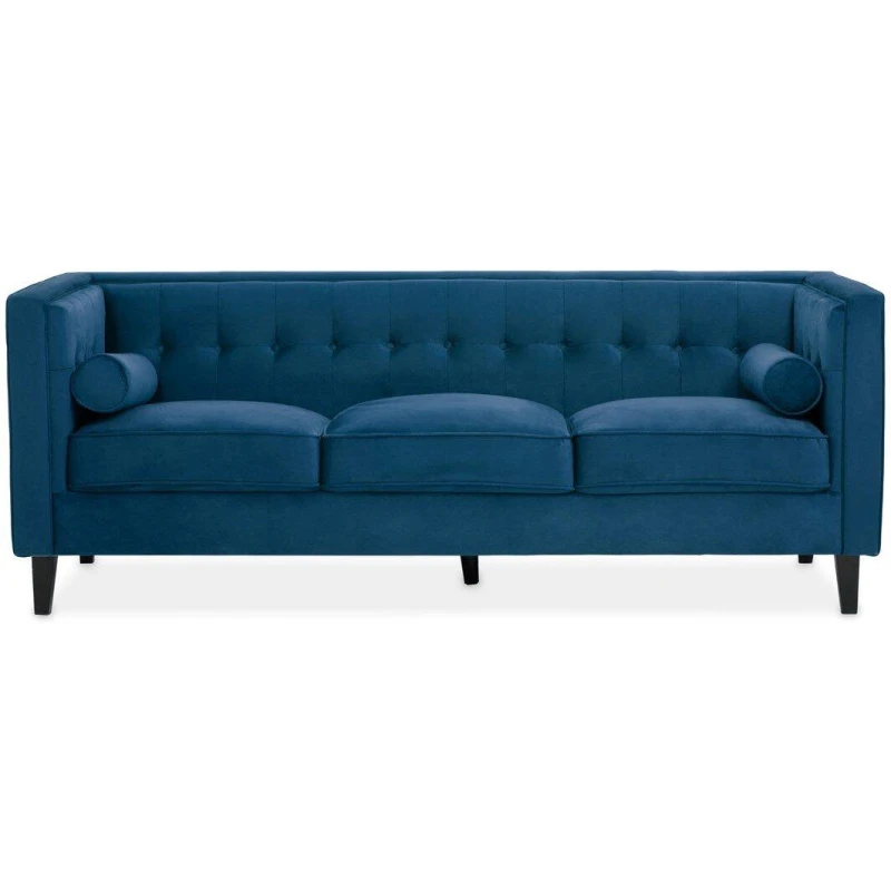 Image of Interiors by Premier Helia 3 Seat Blue Velvet Sofa Blue unisex One Size