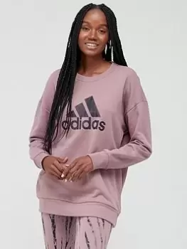 Image of adidas Future Icons Graphic Sweat Top - Light Red, Light Red, Size S, Women