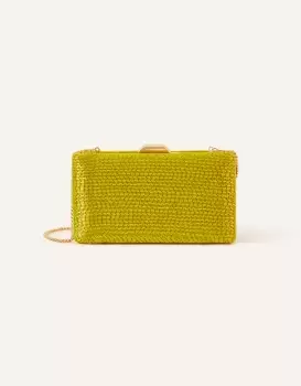 Image of Accessorize Womens Beaded Hardcase Clutch Bag Green, Size: 7-8