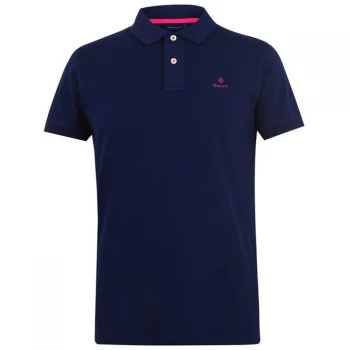 Image of Gant Contrast Rugger Polo Shirt - Navy 423