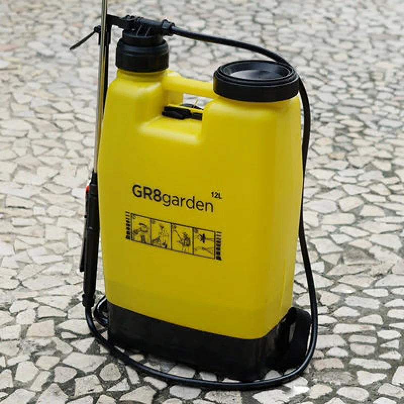 Image of Gr8 Garden 12L Backpack Manual Pressure Sprayer With Lance Garden Weed Killer Knapsack Yellow