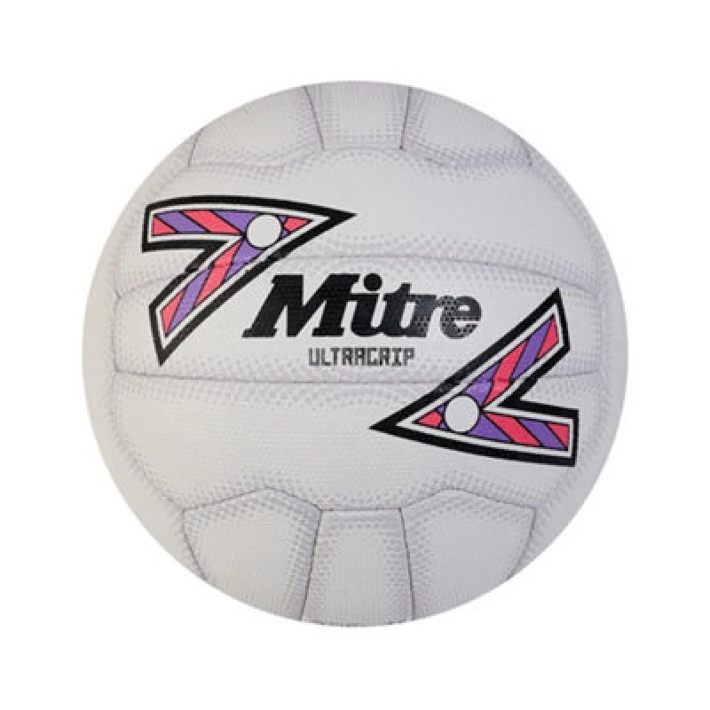 Image of Mitre Ultragrip Netball White/black/purple (5)