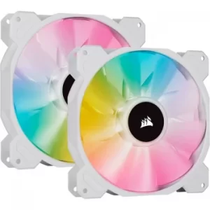 Image of Corsair iCUE SP140 ELITE Performance 12cm PWM RGB Case Fans x2, 8 ARGB LEDs, Hydraulic Bearing, White