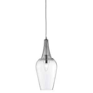 Image of 1 Light Ceiling Pendant Chrome with Clear Glass Shade, E27